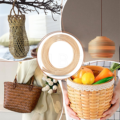 Flat Natural Bamboo Wicker Strips AJEW-WH0258-950A-1