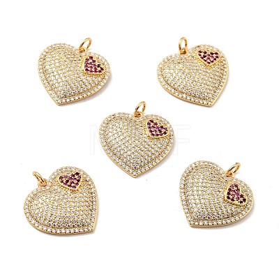 Brass Micro Pave Cubic Zirconia Pendants KK-E015-22G-1