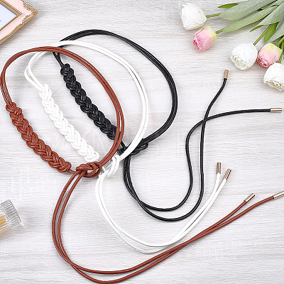 3Pcs 3 Colors PU Leather Rope Knot Tie Waist Belly Belts for Women AJEW-CL0003-71C-1
