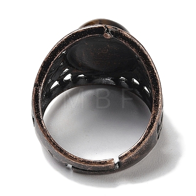 Natural Tiger Eye Oval Adjustable Rings RJEW-K271-06R-22-1