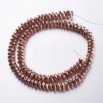Faceted Electroplate Non-magnetic Synthetic Hematite Bead Strands G-F337-37-8mm-1