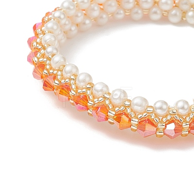 Glass Imitation Pearl & Bicone Beaded Bracelets BJEW-MZ00035-01-1