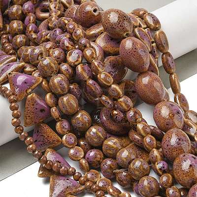 Handmade Porcelain Beads Strands PORC-B002-19G-1