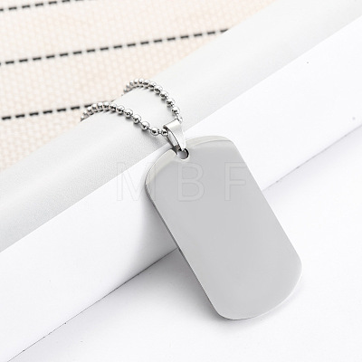 Stainless Steel Blank Military Dog Tag Pendant Necklaces JF4506-2-1