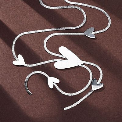 304 Stainless Steel Heart Y Necklaces NJEW-R026-30P-1