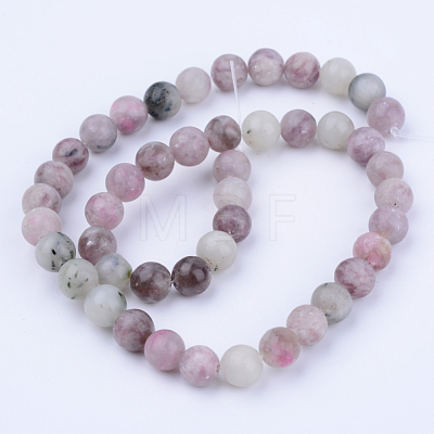 Natural Lepidolite/Purple Mica Stone Beads Strands X-G-Q462-10mm-29-1