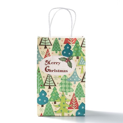Christmas Theme Kraft Paper Gift Bags CARB-L009-A06-1