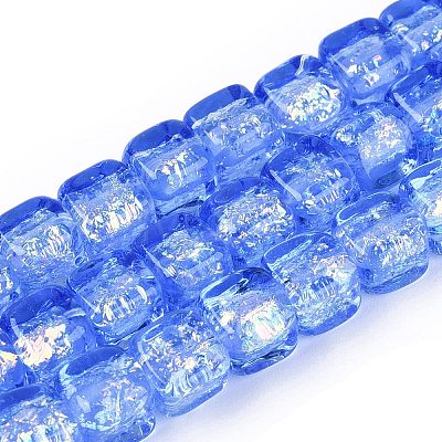 Handmade Foil Glass Beads Strands FOIL-Q002-04B-1