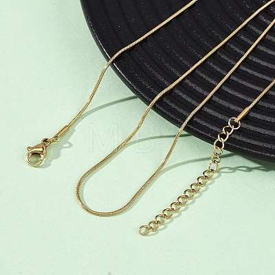 1MM 304 Stainless Steel Round Snake Chain Necklaces NJEW-T016-27G-1