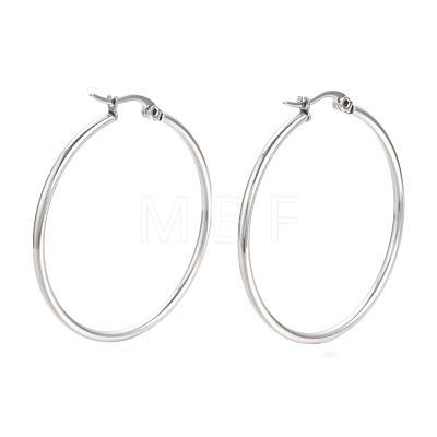 201 Stainless Steel Hoop Earrings MAK-R018-40mm-S-1