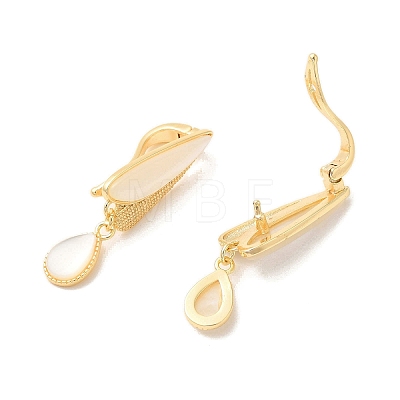 Teardrop Brass Fold Over Clasps KK-Z073-35G-01-1