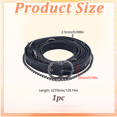 Medieval PU Leather Waist Belts with Alloy Chains Tassel AJEW-WH0709-227B-1