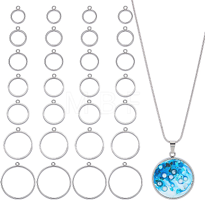 28Pcs 7 Styles Stainless Steel Pendants STAS-GA0002-35-1
