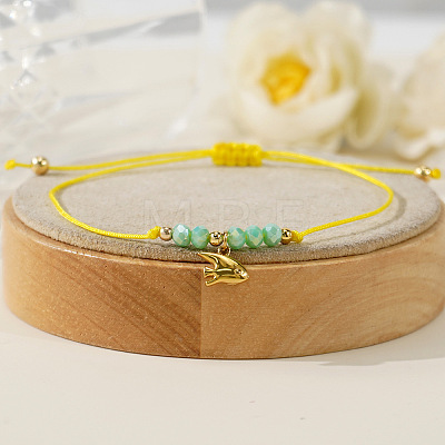 Brass Fish Charm Braided Bracelets BX9952-1