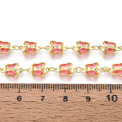 Brass Glass Butterfly Charm Link Chains CHC-T018-11C-G-1
