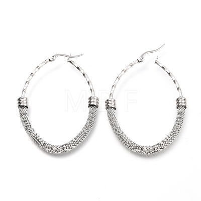 304 Stainless Steel Mesh Hoop Earrings EJEW-C501-15P-B-1