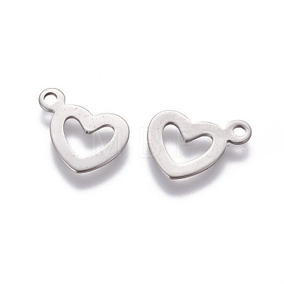 304 Stainless Steel Open Heart Charms STAS-L234-087P-1