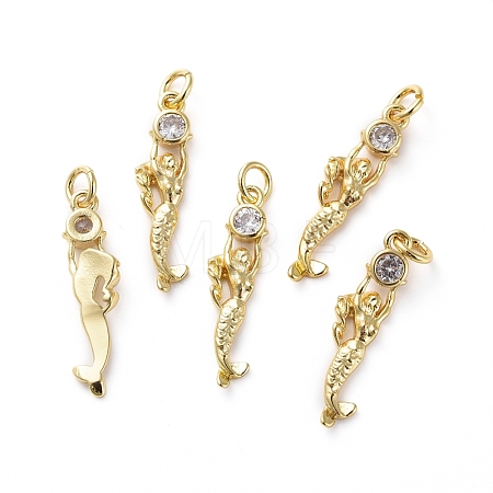Brass Micro Pave Cubic Zirconia Pendants ZIRC-G155-02G-1