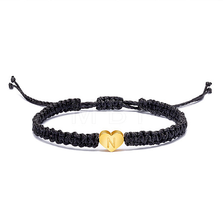 Alloy Heart with Letter Pattern Bead Braided Bead Bracelets FS-WGEB992-14-1