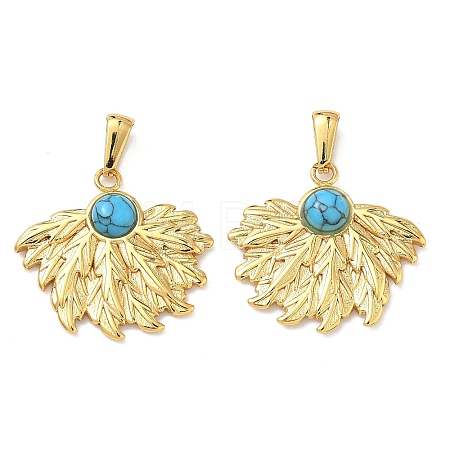 304 Stainless Steel with Synthetic Turquoise Pendants STAS-L309-21H-G-1