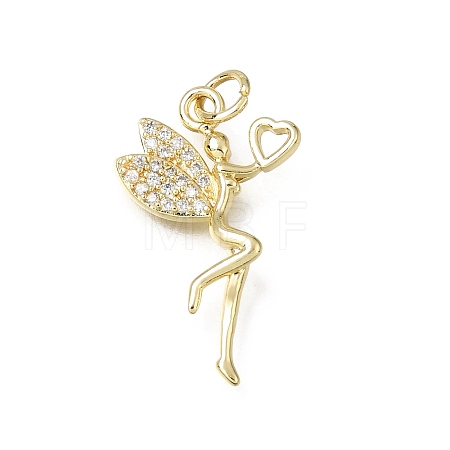 Brass Micro Pave Clear Cubic Zirconia Pendants CU-L001-14G-02-1