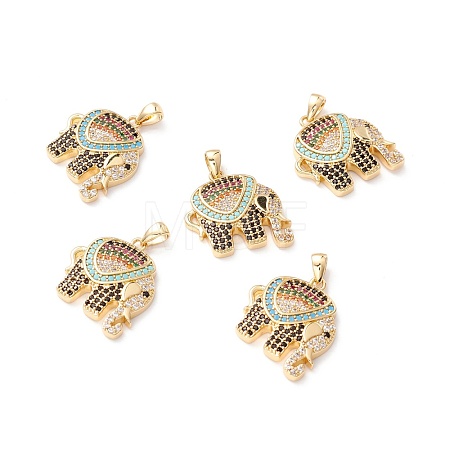 Brass Micro Pave Colorful Cubic Zirconia Pendants ZIRC-Z019-14G-NR-1
