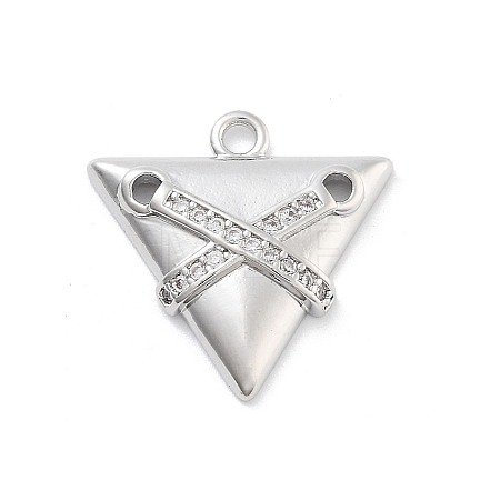 Brass Micro Pave Clear Cubic Zirconia Pendants ZIRC-I067-01D-1