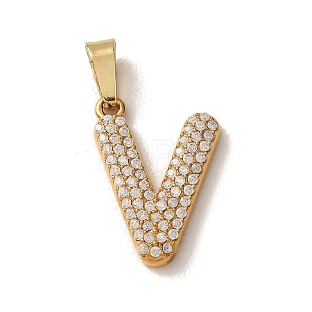 304 Stainless Steel Micro Pave Clear Cubic Zirconia Pendants CU-CBA703A-05G-V-1