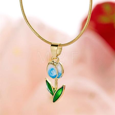 Tulip Alloy Enamel Pendant Necklaces FS-WGE671B-04-1