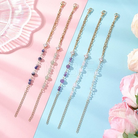 Round Natural Gemstone Beads Link Bracelets BJEW-JB13488-1