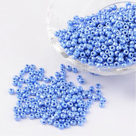 DIY Craft Beads 8/0 Opaque Colors Lustered Round Glass Seed Beads X-SEED-A012-3mm-123B-1