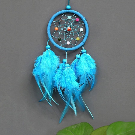 Plastic Woven Net/Web with Feather Pendant Decorations PW23011188468-1