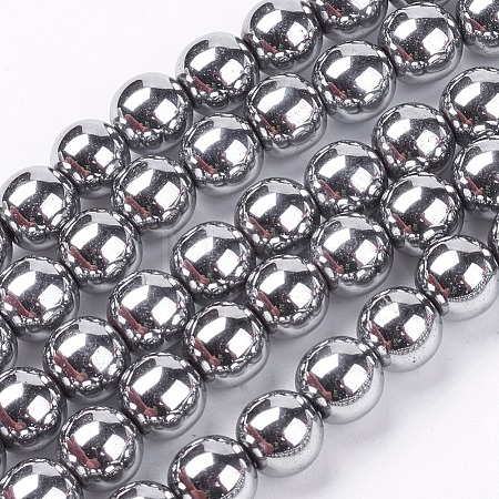 Non-magnetic Synthetic Hematite Beads Strands G-S096-8mm-3-1
