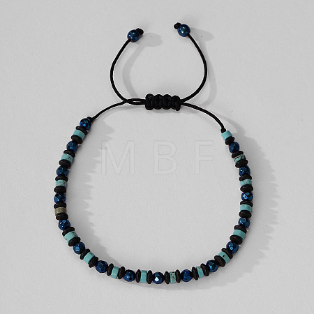 Natural Gemstone & Synthetic Non-magnetic Hematite Beads Braided Bead Bracelets YO1115-3-1