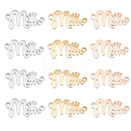 12Pcs 3 Colors 304 Stainless Steel Pendants STAS-DC0004-49-1