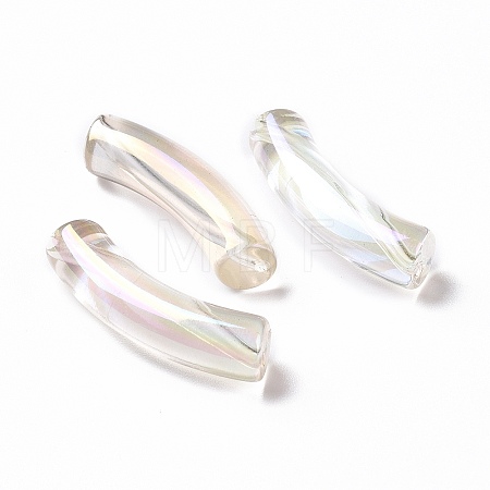 UV Plating Transparent Rainbow Iridescent Acrylic Beads OACR-A016-01M-1