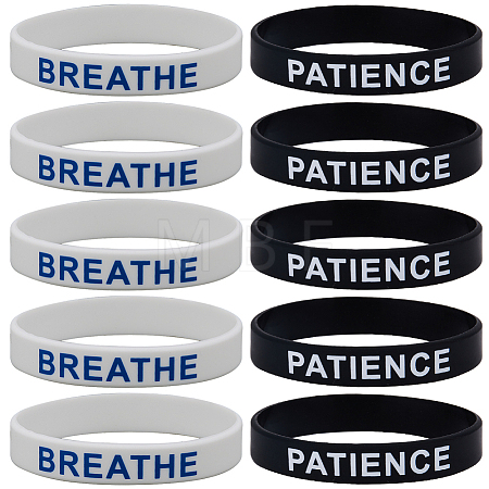 32Pcs 2 Colors Word Silicone Cord Bracelets Set Wristband BJEW-GF0001-17-1