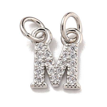 Initial Letter Brass with Cubic Zirconia Charms KK-Q814-26M-P-1