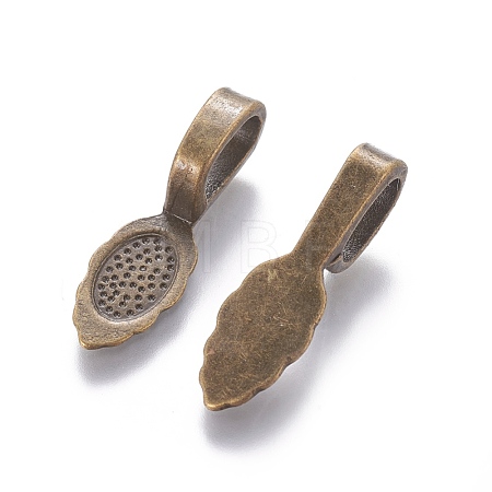 Tibetan Style Alloy Glue-on Flat Pad Bails MLF10728Y-NF-1