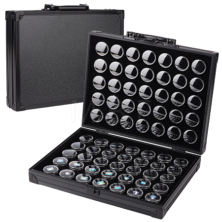 Rectangle Black Aluminum Alloy Organizer Handled Boxes CON-WH0089-254B-1