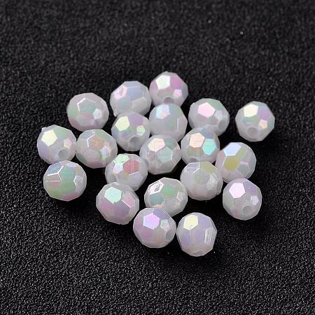 AB Color Plated Eco-Friendly Poly Styrene Acrylic Round Beads TACR-L004-6mm-78-1
