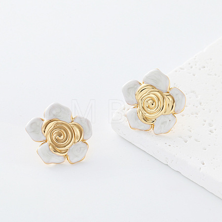304 Stainless Steel Enamel Stud Earrings for Women GP7417-2-1