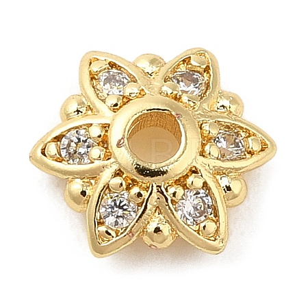 Rack Plating Brass Micro Pave Cubic Zirconia Bead Caps KK-M248-10G-1
