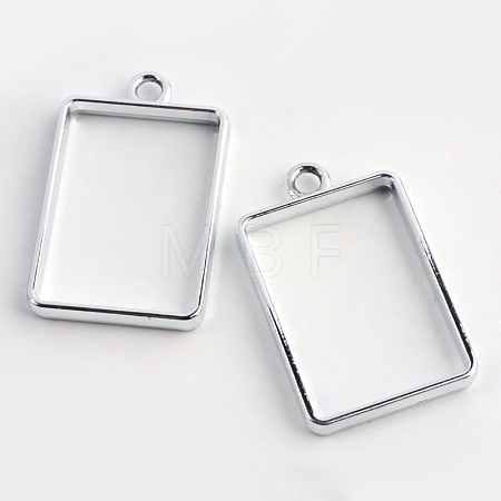 Rack Plating Alloy Rectangle Open Back Bezel Pendants X-PALLOY-S047-28D-FF-1