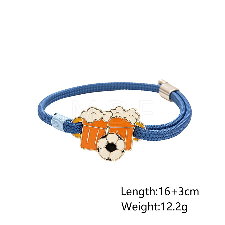 Sports 304 Stainless Steel Enamel Football Link Nylon Cord Slider Bracelets WG8FD6E-02-1