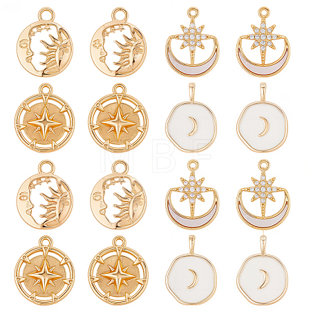 8Pcs 4 Styles Brass Pendants KK-SC0007-20-1