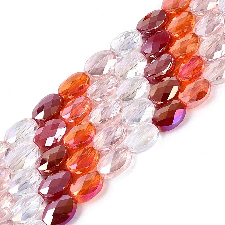 Electroplate Imitation Jade & Opaque & Transparent Glass Beads Strands EGLA-Q135-8x11MM-01A-1