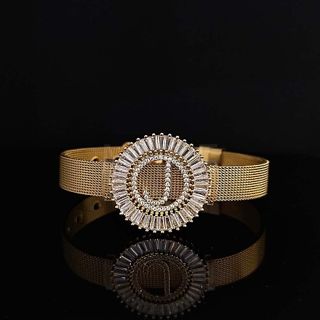 Brass Micro Pave Clear Cubic Zirconia Bangles for Women FS-WGA7409-31-1
