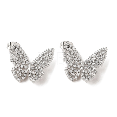 Butterfly Rack Plating Brass Stud Earrings EJEW-A027-05P-1