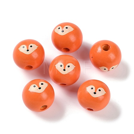 Animal Themes Printed Wood European Beads WOOD-M013-01B-1